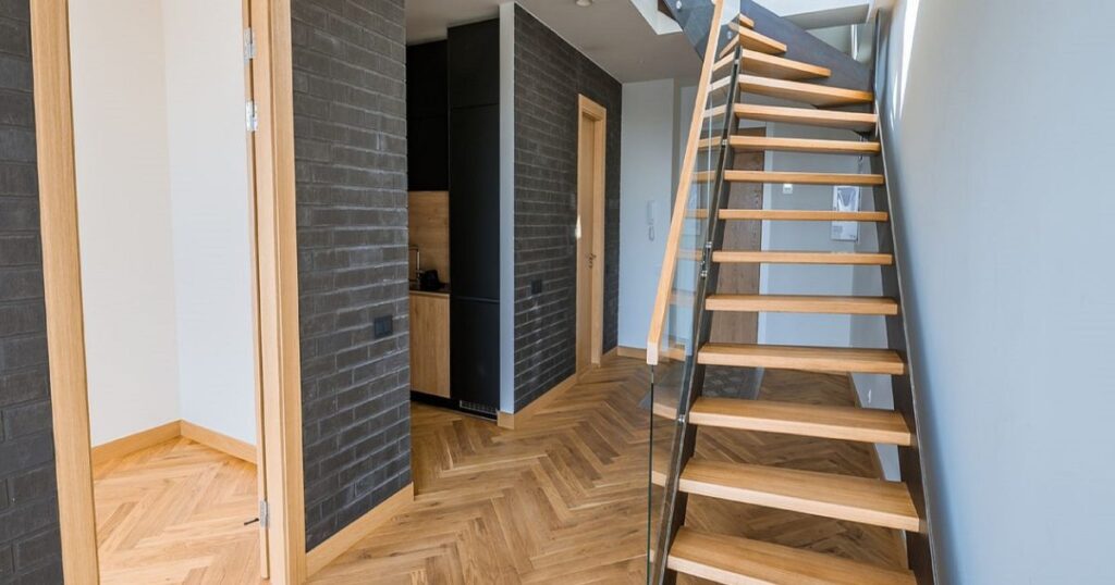 Interior white gray design vinyl flooring