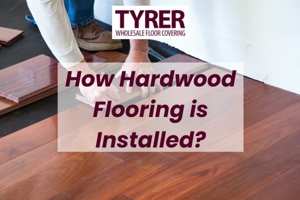 man installing hardwood flooring with a caption How Hardwood Flooring is Installed